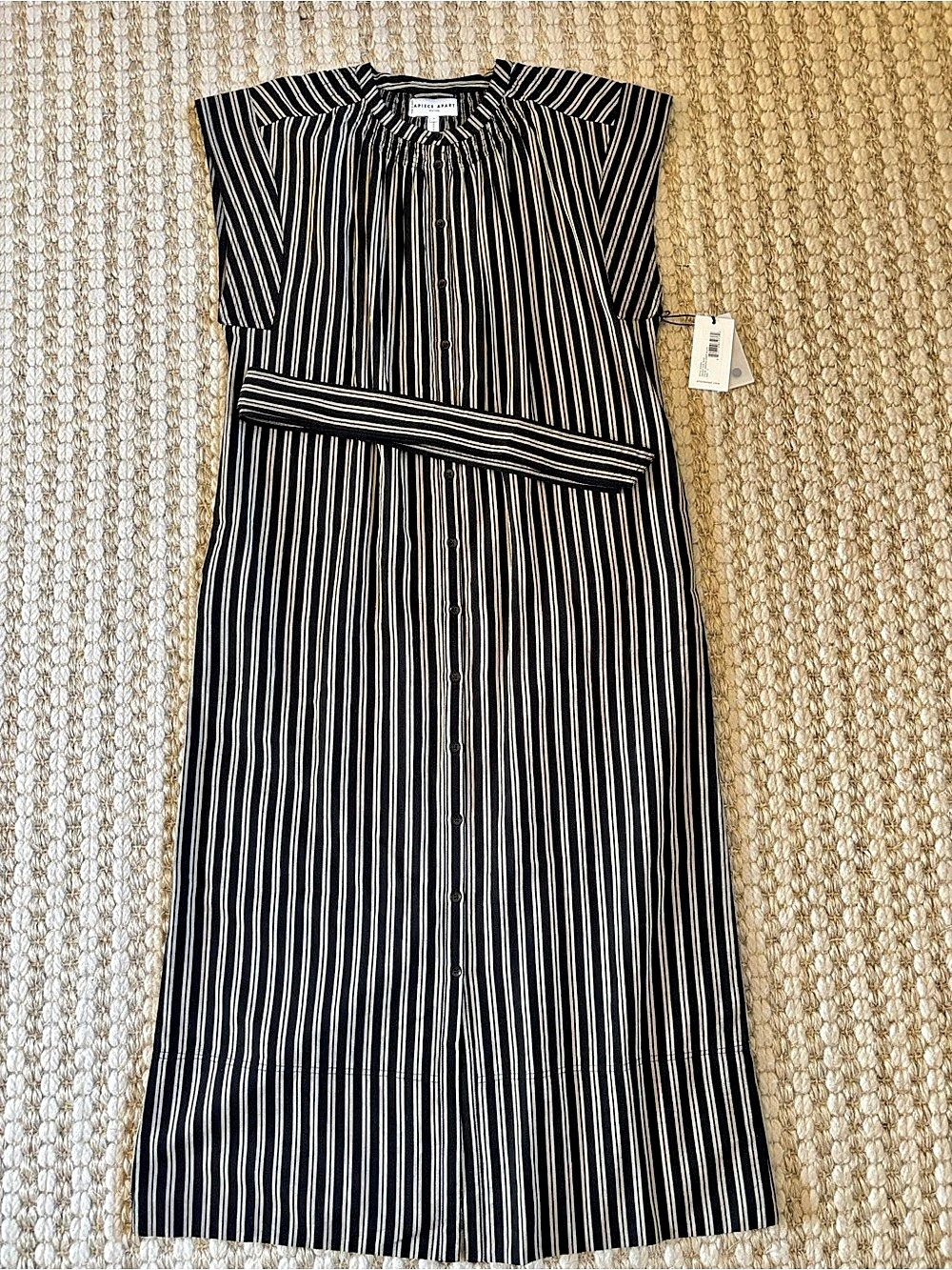 Apiece Apart Mirada Tank Maxi Dress Striped Maxi Dress in Black & Cream Size